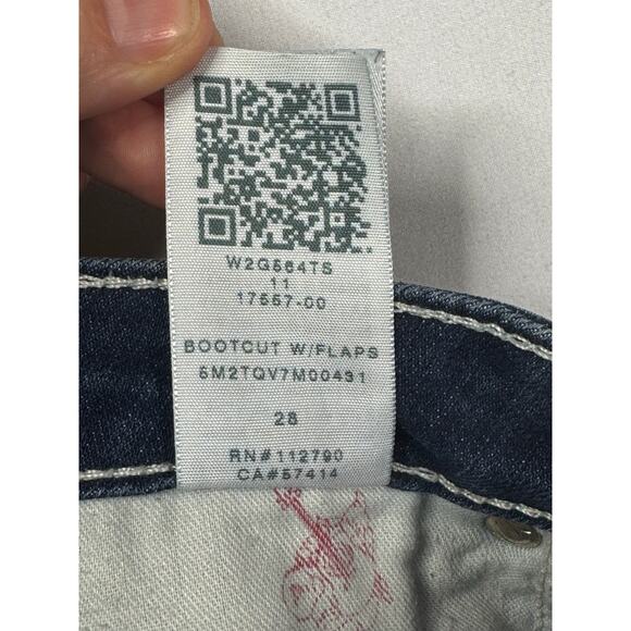 True Religion Women's Bootcut w/Flaps Blue Denim Jeans - Size 28 (31x29.5) - Picture 6 of 6